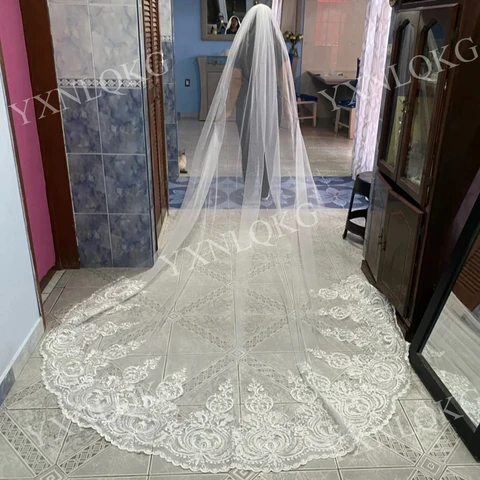 Однослойная свадебная фата YXNLQKG из тюля с расческой ivory
