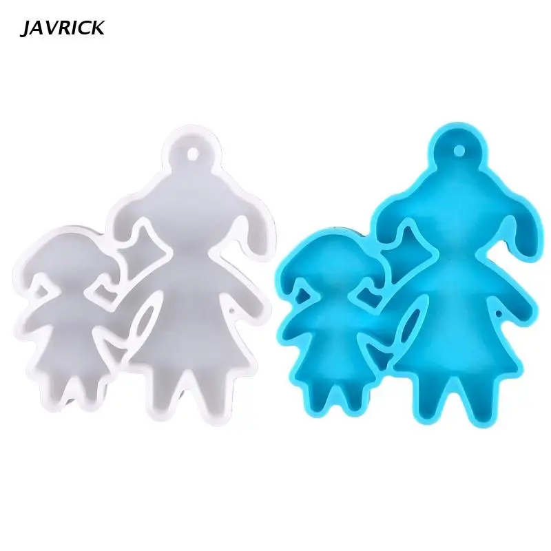 

Cute Girls Keychain UV Epoxy Resin Mold Handmade Necklace Keychain Earrings Pendants Silicone Mould DIY Crafts Mold