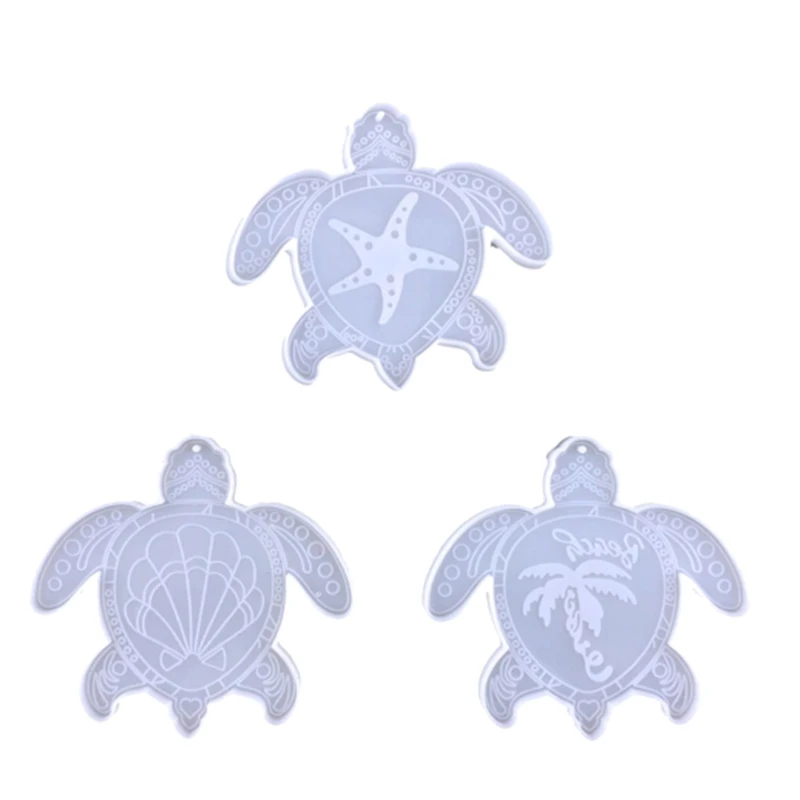 

Y1UE Silicone Mold for Turtle Shape Keychain Mould With Hole Keyring Pendant DIY Craf