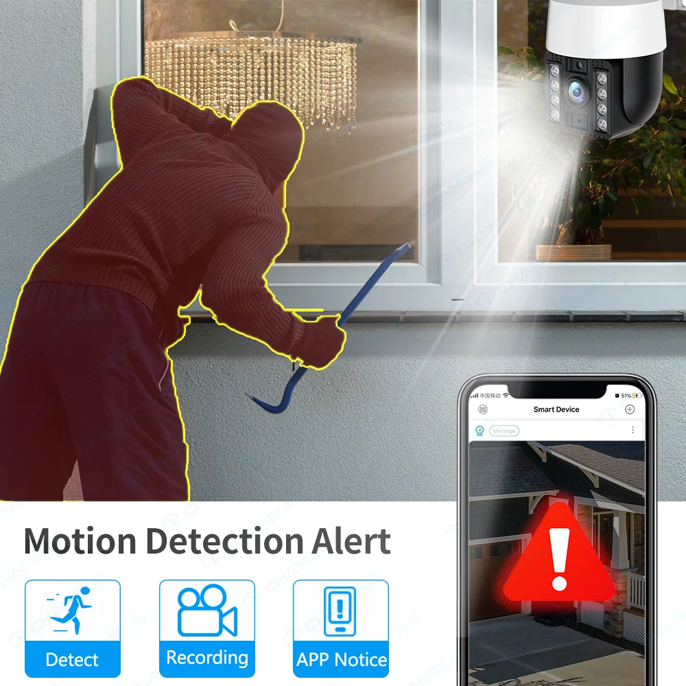 8MP 4K IP-камера Открытый WiFi 360° Видеонаблюдение 5MP Security CCTV Cam AI Tracking HD PTZ Onvif H.265 iCSee APP