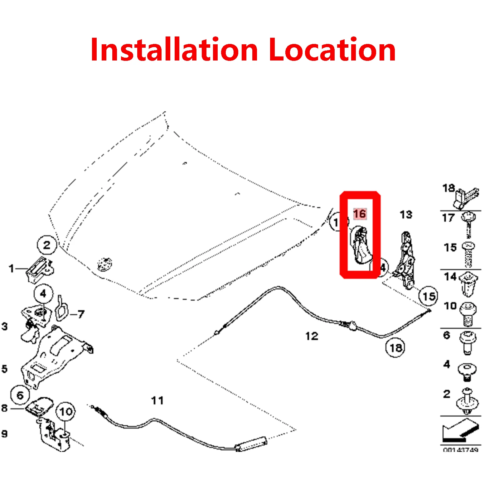 1 шт. ручка рычага открывания капота для BMW 1/3/6 серии E87 E90 E84 E93 323i 325i 328i 330i 335i Xi 328xi E81