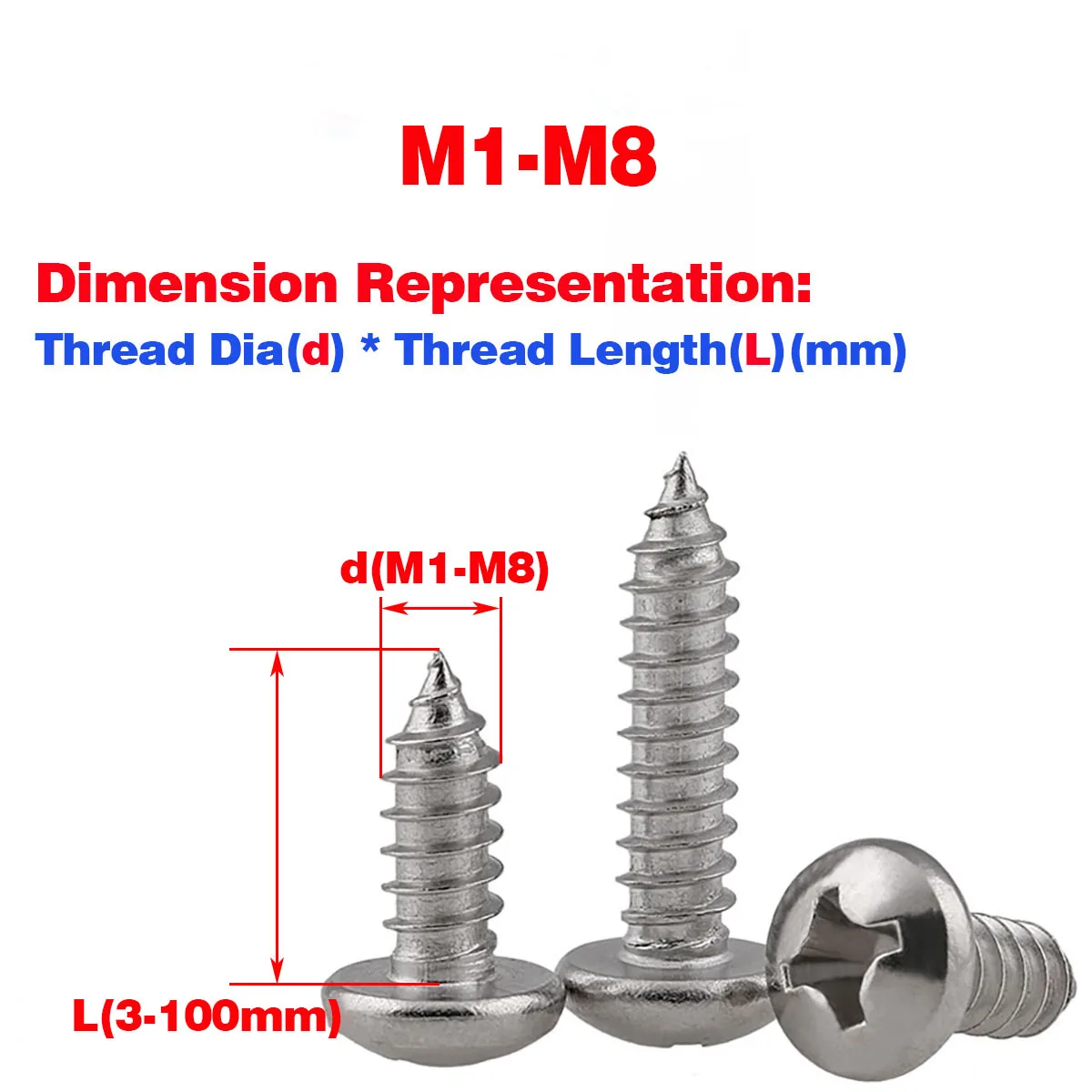 

Flanged Self Tapping Screws A2 Stainless Steel Flange Head Tappers M1 M1.2 M1.4 M1.7 M2 M2.2 M2.6 M3.5M3 M4 M5 M6 M8