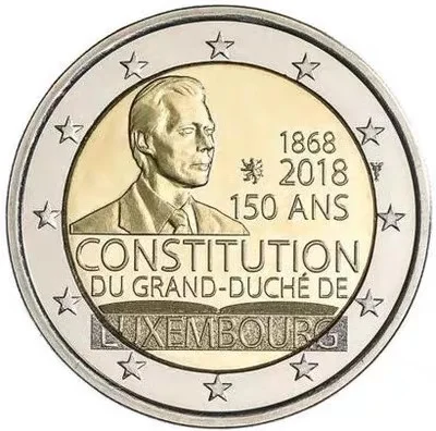 

Luxembourg's 150 Th Anniversary of the Constitution of 2018 2 Euro Bimetal Commemorative Coin UNC Original