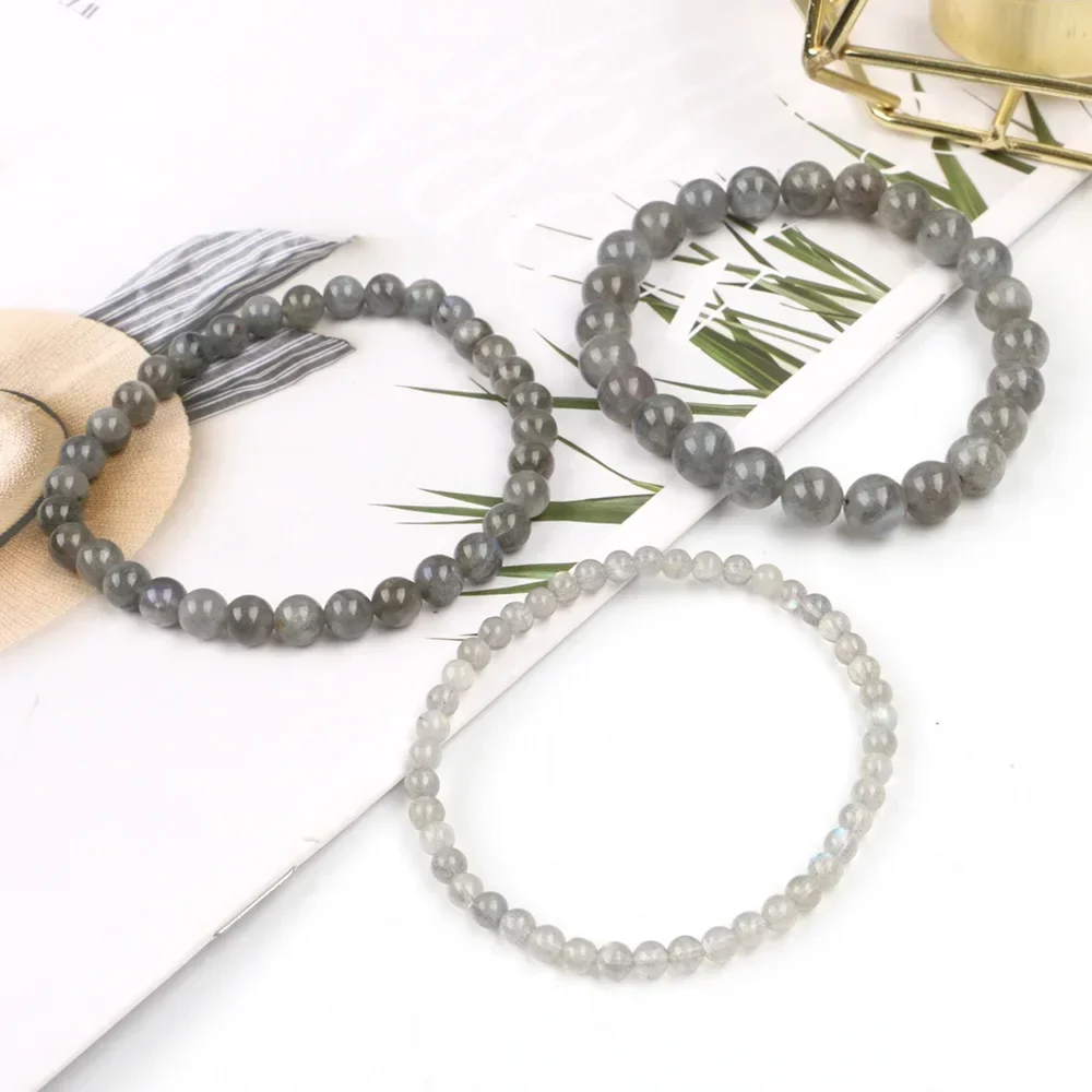 Браслет из лабрадорита драгоценный камень 4/6/8 мм бусины исцеляющий натуральный