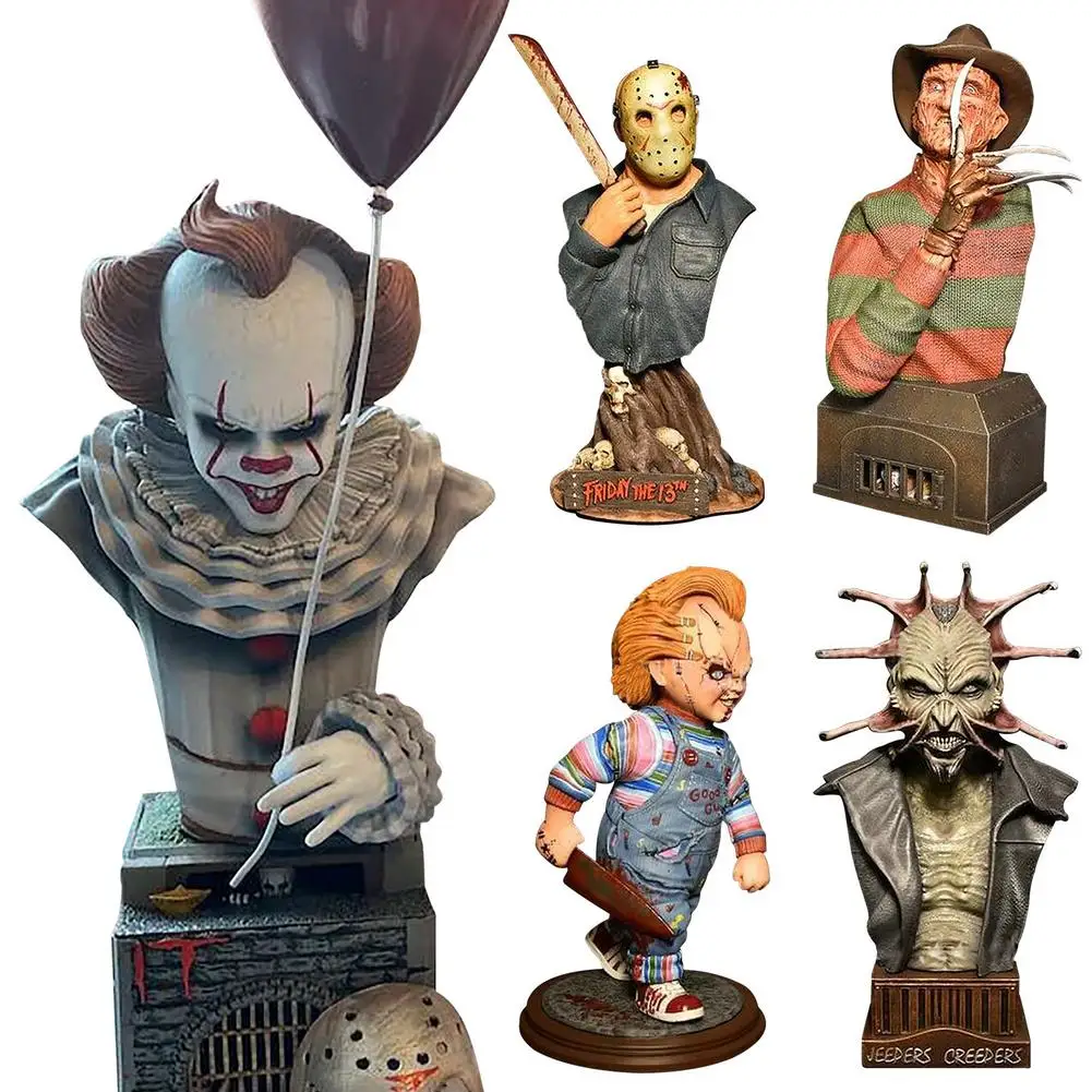 Halloween Horror Movie Sculpture Resin Craft Home Party Decor Statue Resin Figure Halloween Indoor Home Decor Collection Gifts