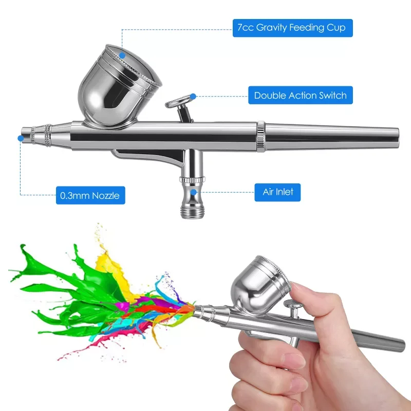 

Airbrush Kit With Compressor Dual-Function Airbrush Spray Gun Set With Automatic Shutdown Compressor for Cake Dessert Tools