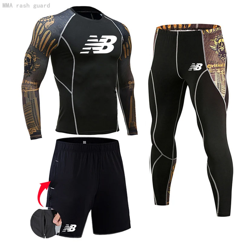 Compression Underwear for Sports Mens Long Johns Thermal Pants Rashguard Men's Skin Care Kits Winter Leggings Thermal Shirt Set