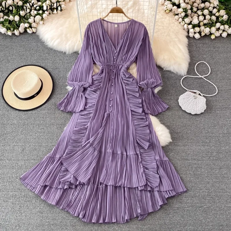 Женское плиссированное платье макси красное винтажное приталенное с широкой