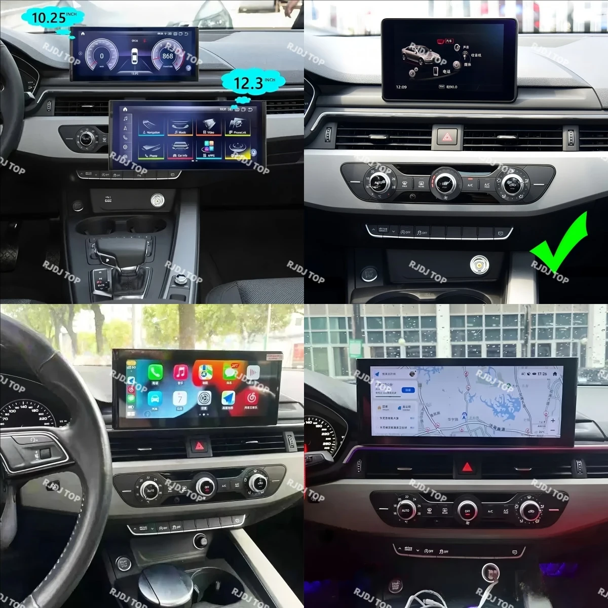 Фото 12,3-дюймовый сенсорный экран Android 14 Carplay для Audi A4 A5 Q5 B9 2016-2023, автомобильная стереосистема, мультимедийный плеер, WIFI, 4G, GPS-навигация №2