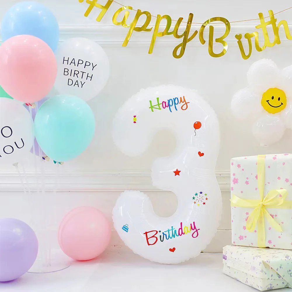 

40 дюймов Большое белое количество фольгированные гелиевые шары белый большой Майларовый шар для дня рождения украшения Принадлежности Дек...