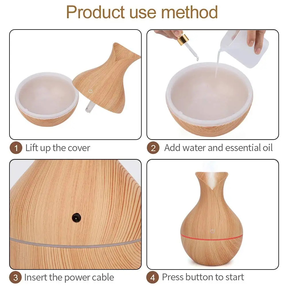 New 130ML Wood Humidifier USB Essential Oil Diffuser Ultrasonic Humidifier Household Office Aroma Diffuser With Colorful Lights images - 6