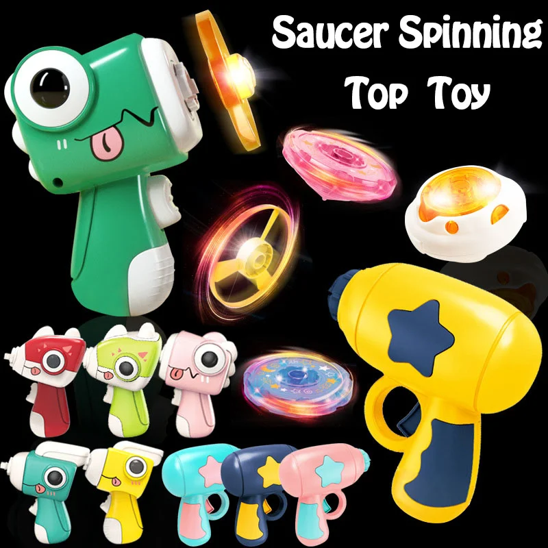 

Children Dragonfly Pistol Saucer Launcher Glowing Bamboo Spinning Top Gun Flying Disc Ejection Rotating Luminous Gyroscope Toys