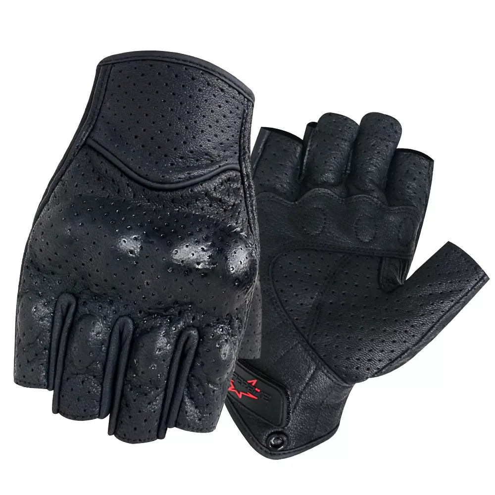 

Motorcycle Gloves Half Finger Mitt Glove Fingerless Leather Summer Men Women Scooter Moto Mitten Electric Bike Racing Cycling