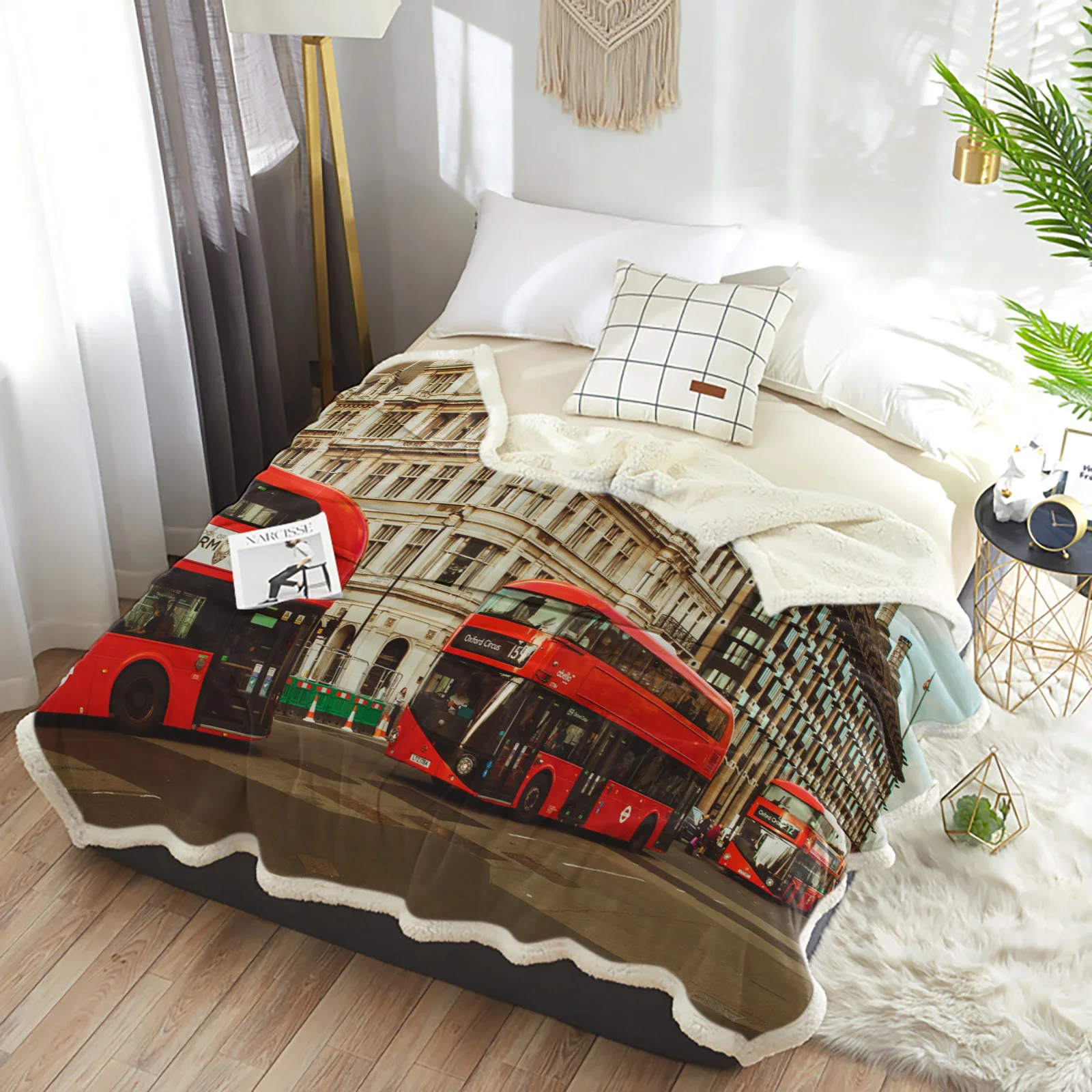 Плюшевое покрывало для дома флисовое красного цвета в Лондоне дивана постельное