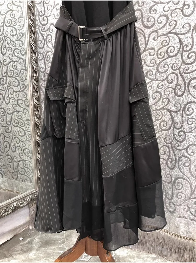 Женское платье-футболка в полоску длинное с коротким рукавом стиле пэчворк лето