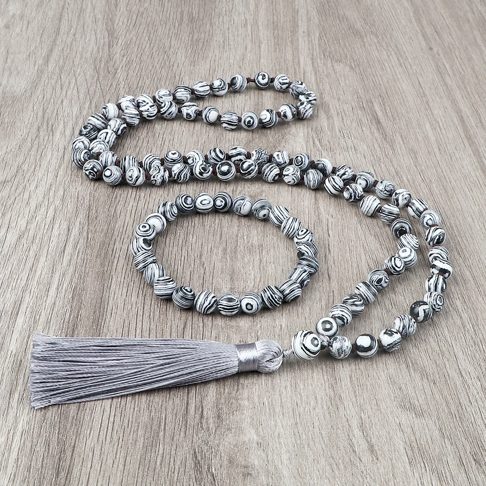 Ожерелье из бусин малахита для женщин и мужчин 8 мм Набор браслетов ожерелий