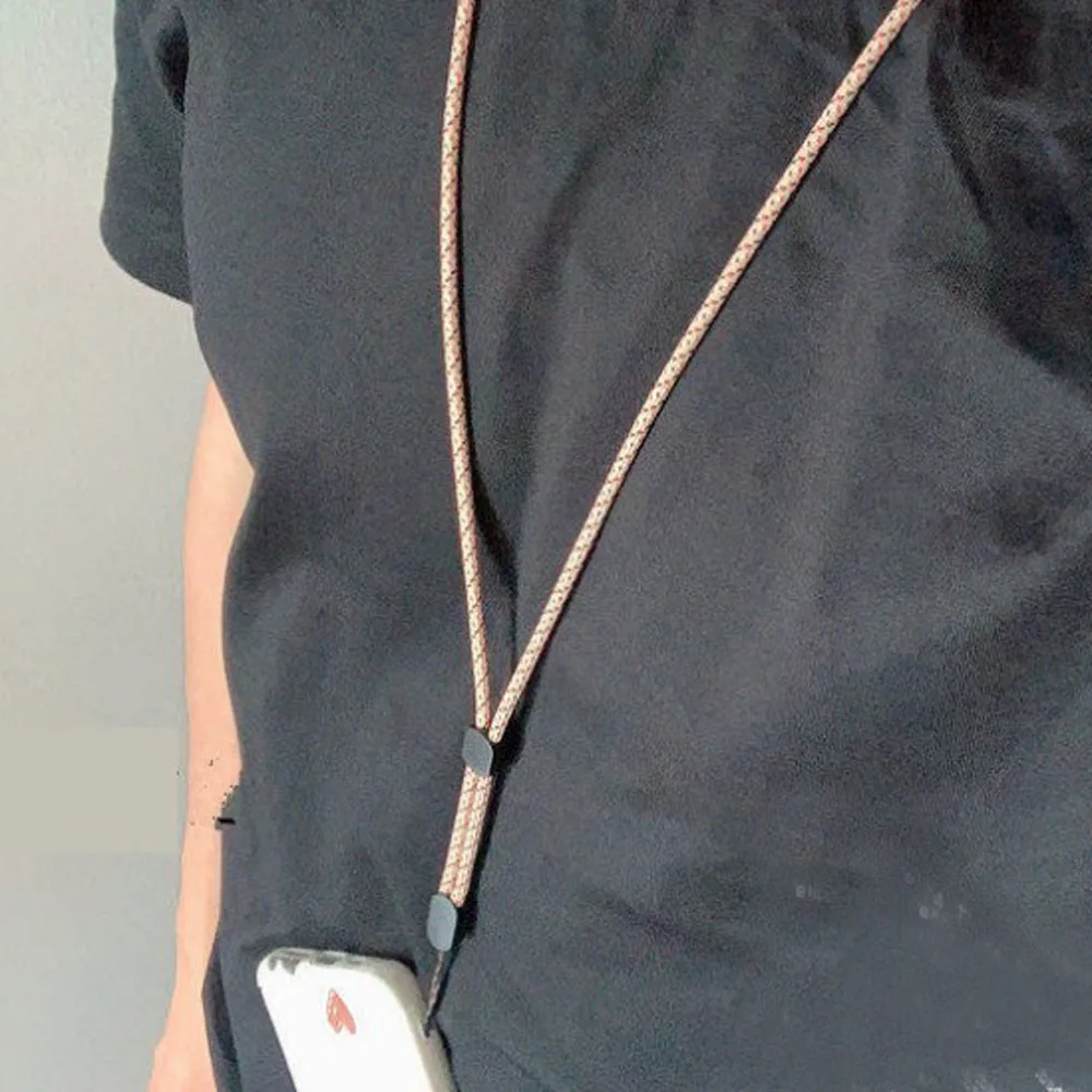 30 pcs adjustable 4mm mobile phone lanyard hanging neck women pendant rope office office student id card sleeve long lanyard free global shipping