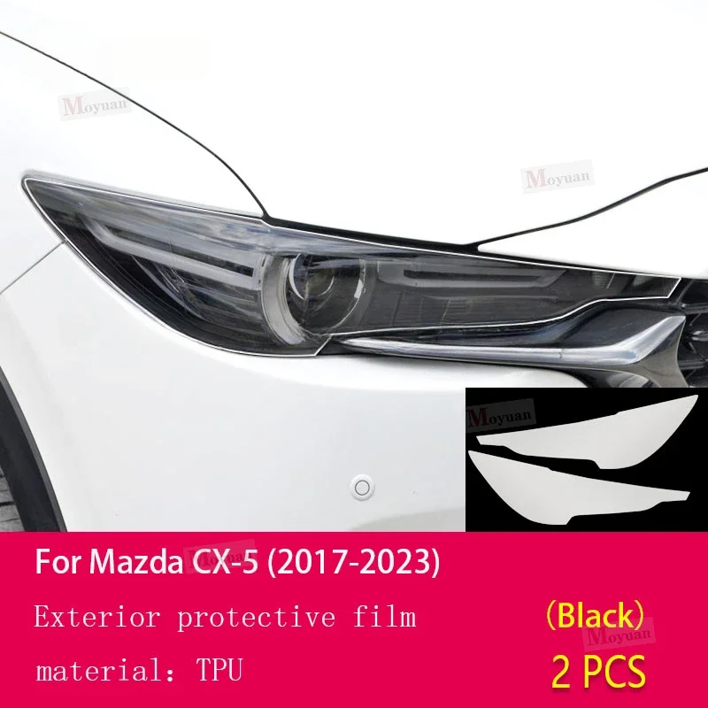 

2 шт. Защитная пленка для автомобильных фар, Декоративная Прозрачная черная наклейка из ТПУ для Mazda CX-5 2017-2021, аксессуары