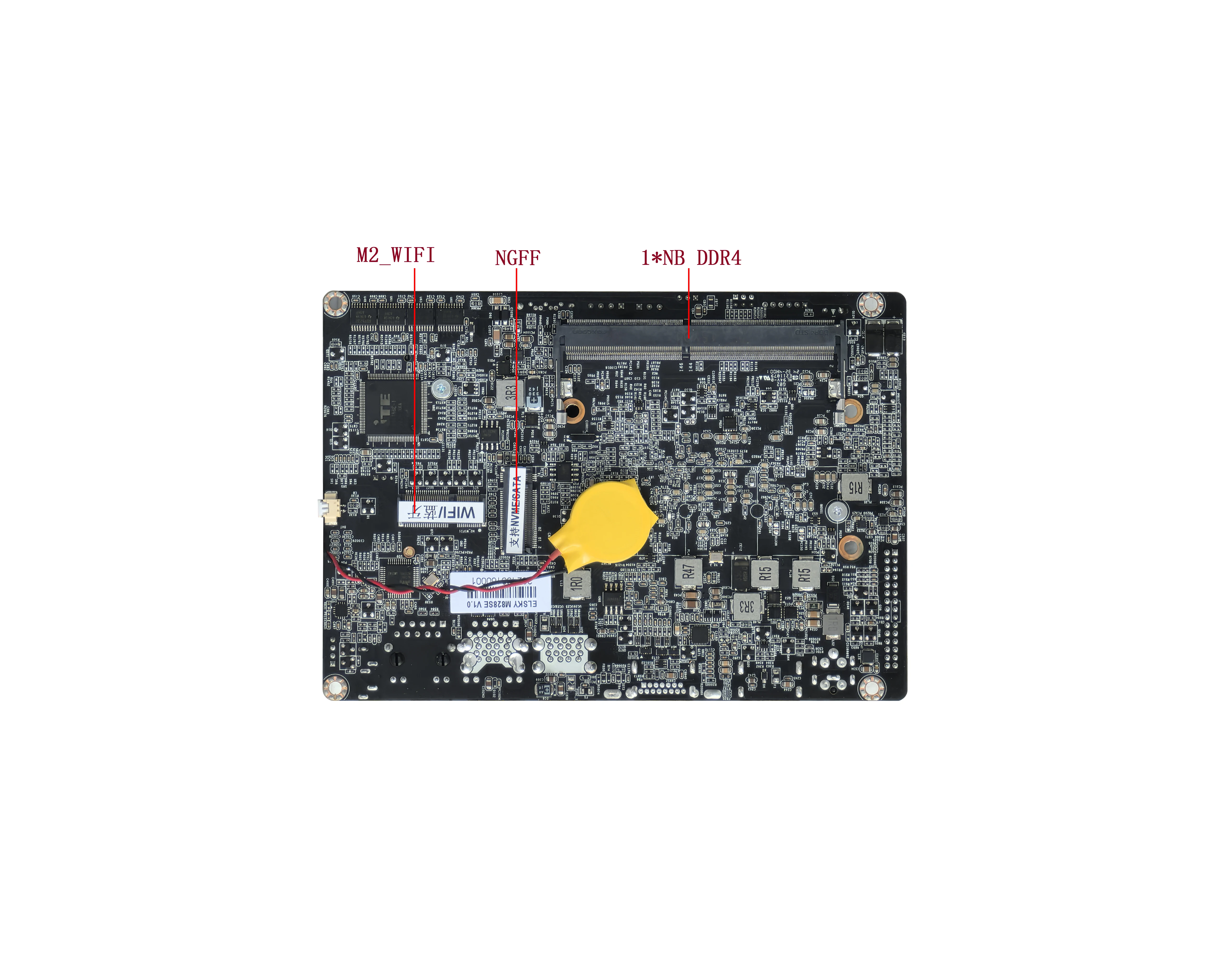 Фото Материнская плата ELSKY NEW с графикой HD Graphics 510/520, I3-6100U, H-DMI, USB3.2, питание DC 12V~24V, Wi-Fi, ОЗУ 32 ГБ, M.2 NVME, SATA №3