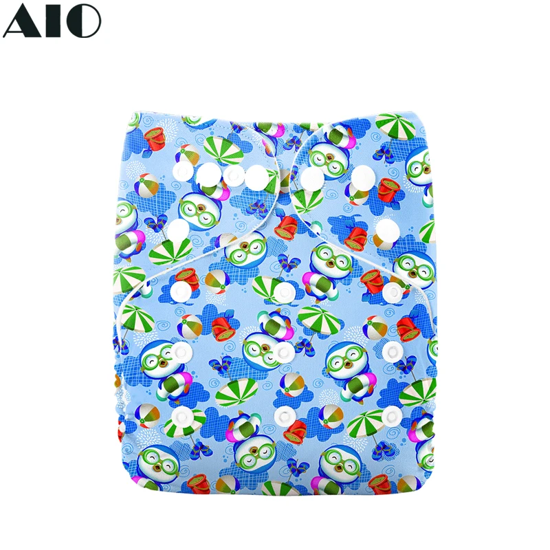 

[AIO] Baby Nappy Stay-dry Cartoon Tiny Penguin Print Eco Cloth Diaper Waterproof Prevent Leakage Infant Training Pant Adjustable