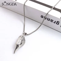 retro silver color eagle head pendant necklace stainless steel chain necklace punk cool necklace hip hop style jewelry for men