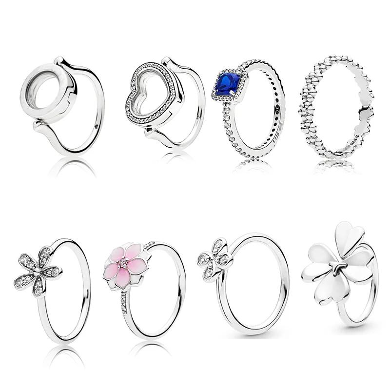 

LR 2022 Trend New S925 Sterling Silver Zircon Women Ring Charm Fine Jewelry Making Flower Love Party Holiday Girlfriend Gift