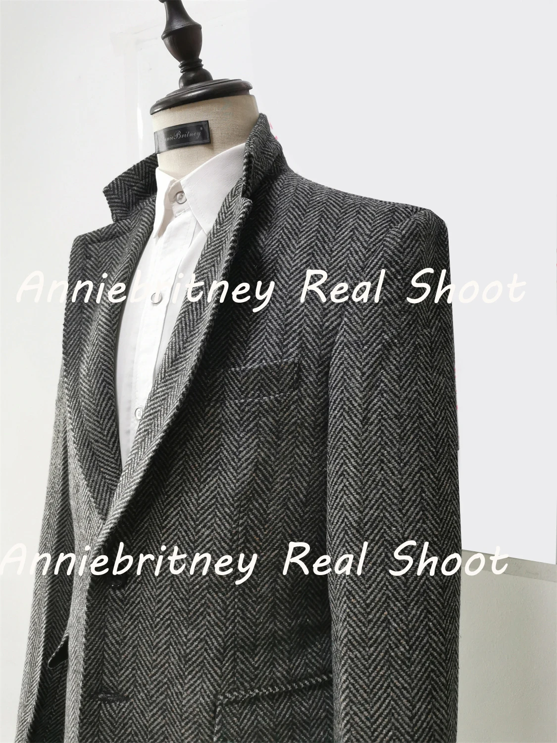 Индивидуальный пошив мужские пальто в елочку на заказ Мужская зимняя длинная