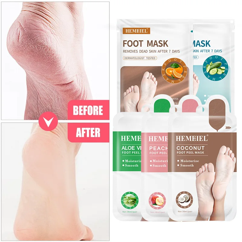 

1 Pair Foot Mask Socks Exfoliating Peel Peach Lavender Aloe Vera Plantifique Pedicure Dead Skin Remove Skin Care Moisturizing