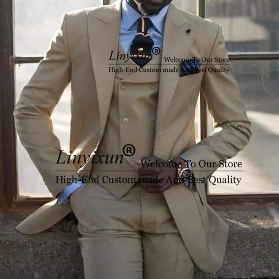 

Деловые красивые мужские костюмы с пиковым отворотом, костюмы из трех предметов, деловые мужские блейзеры, облегающий костюм для шафера, мужской костюм