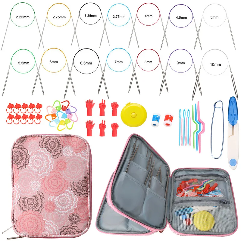 

14Pcs Stainless Steel Rod Needle Knitting Set Crochet Tool Accessories Crochet Organizer Sewing Tools Gift for Beginners