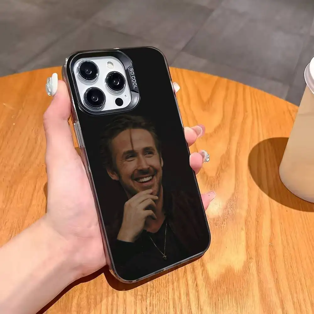 Фото Забавный чехол для телефона с Райаном Гослингом в образе рэпера для iPhone 17, 16, 15, 14, 13, 12, 11, Pro, MAX, серый матовый силиконовый, черный №3