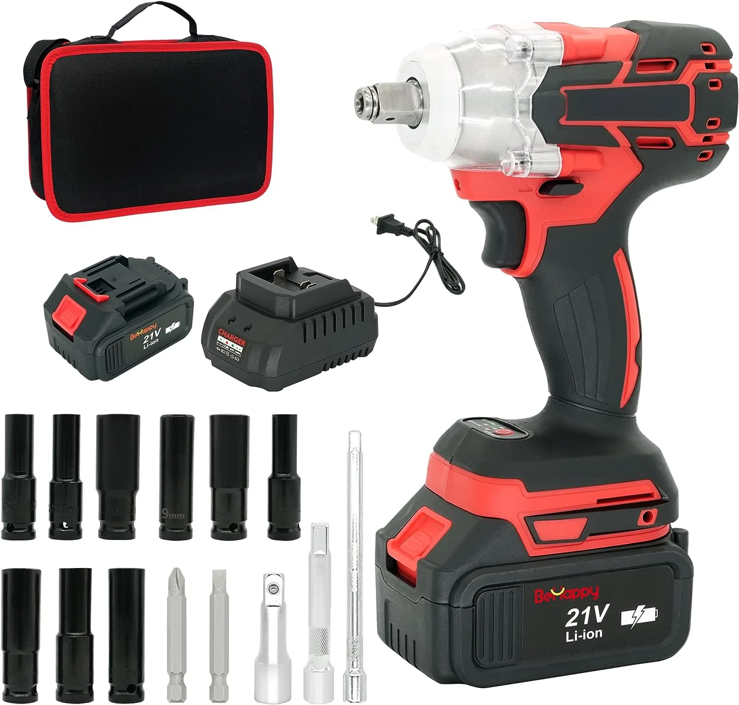

Wrench, 21V Power Brushless Wrench, Wrench Kit with 4.0Ah Li-ion Battery & Fast Charger, 2 Speed, 320 In-lb, LED, and 9pc