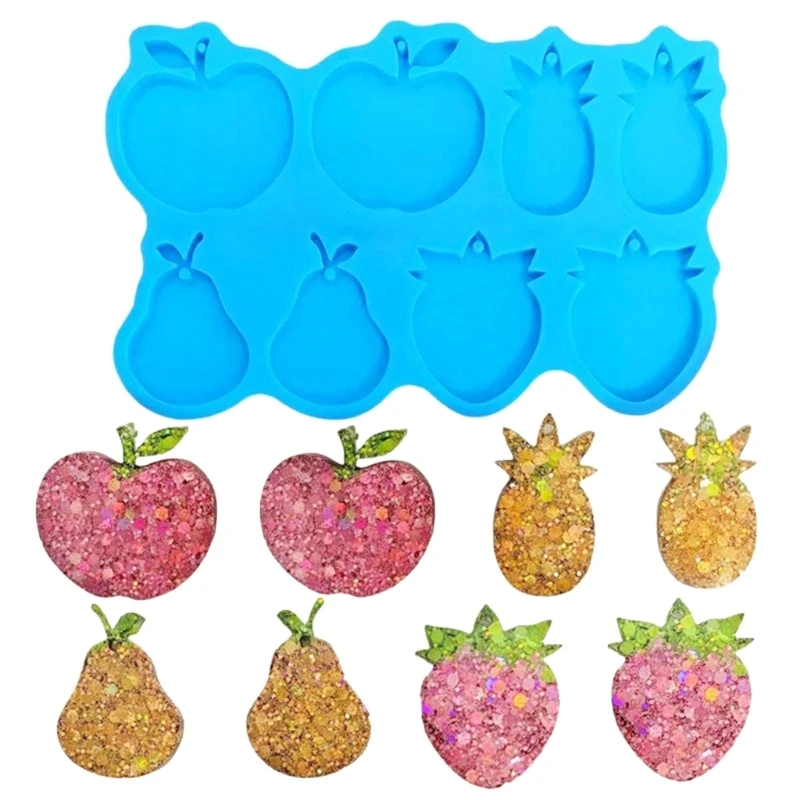 

Y51E Diy Fruit Pear Assembled Earrings Mold Crystal Epoxy Diy Decorative Pendants Jewelry Resin Mold for DIY Decor Crafts