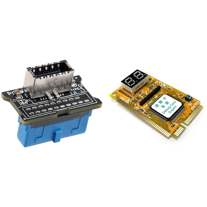 

Mainboard USB 3.0 Front 19PIN To 3.1 Type-C Front Panel Header Type-E Adapter With Multifunction 3 In 1 Debug Card