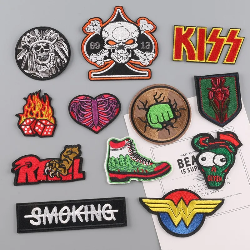 

Fashion Motorcycle Clothing Thermoadhesive Patches DIY Clothing Thermoadhesive Patches Skull Pattern Iron on Patches for Clothes