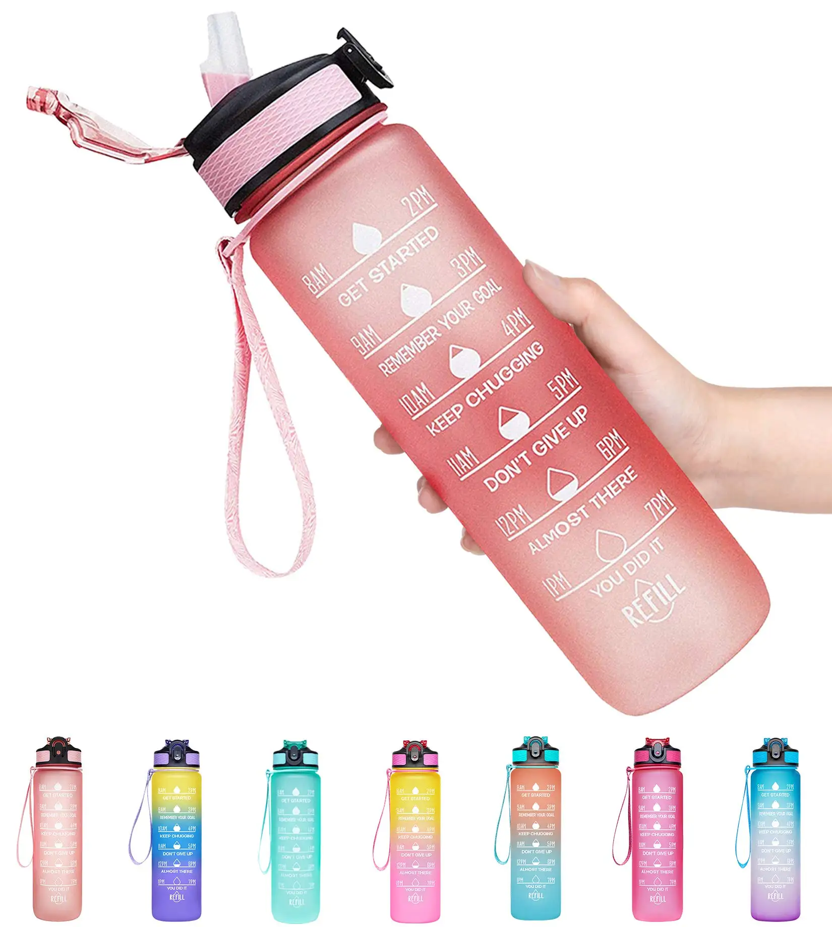 

MiaoQia 32oz Motivational Water Bottle with Time Marker Leakproof Sports Water Bottle BPA Free Outdoor GYM Water Bottle Sports