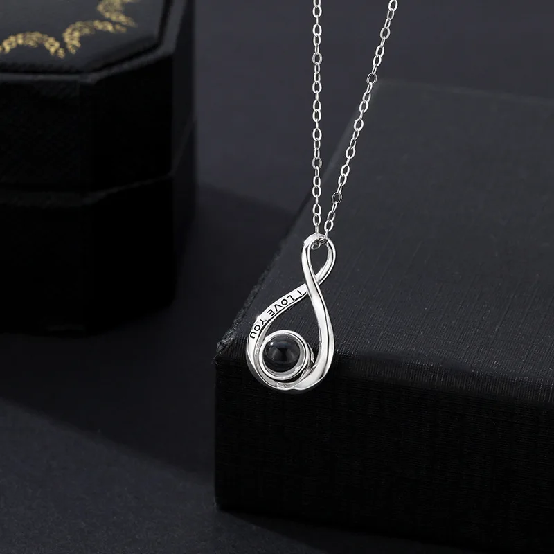 Mobius Ring Necklace S925 Custom Photo Projection Pendant Jewelry For Girlfriend 2023 Valentine's Day Present With Free Gift Box