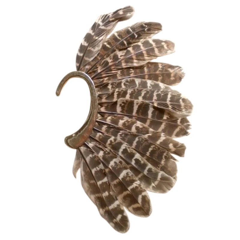 

Серьги-клипсы унисекс с большими перьями, 1 шт.