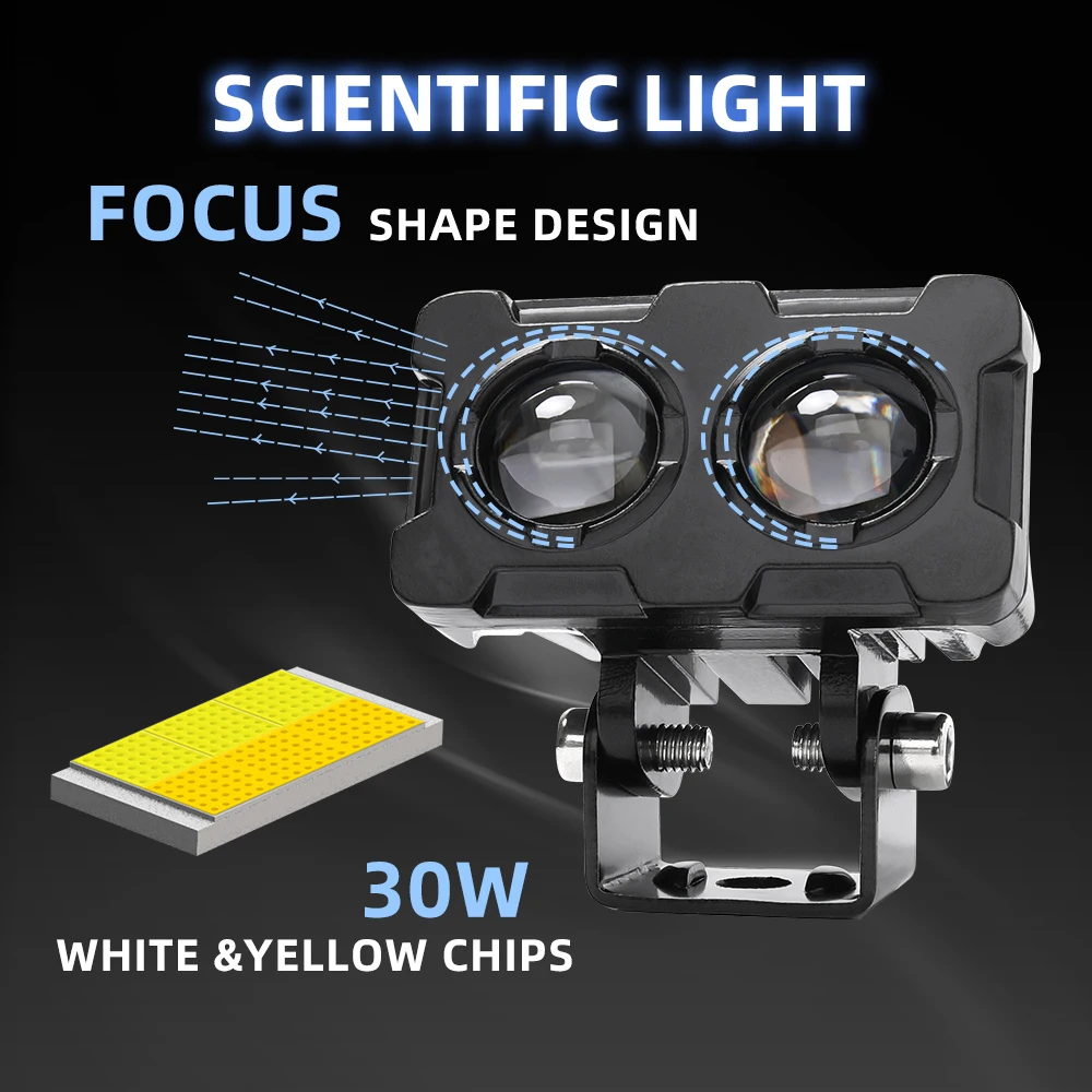 HAOLIDE Мотоциклетный светодиодный прожектор 2-дюймовый двухцветный