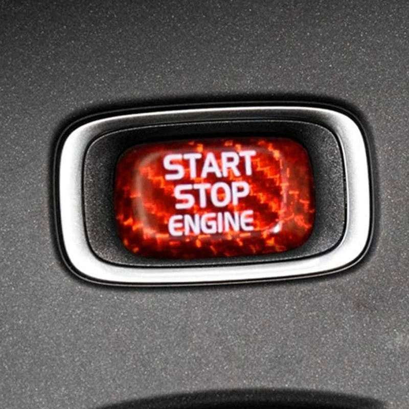 Наклейка для кнопки запуска двигателя из углеродного волокна внутренняя отделка