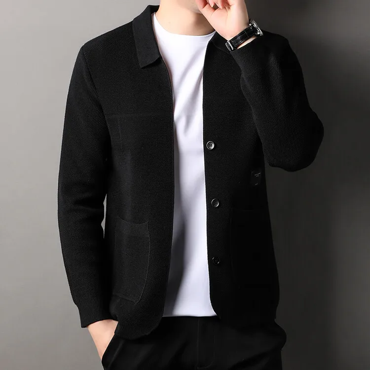 Весенне-осенний мужской свитер с лацканами кардиган одежда для папы молодежи и