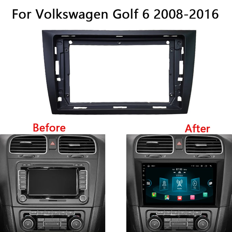 

Комплект отделки 9-дюймового автомобильного DVD-диска 1Din для Volkswagen Golf6 Golf 6 VI MK6 2008-2016, комплект панели приборной панели для автомобиля