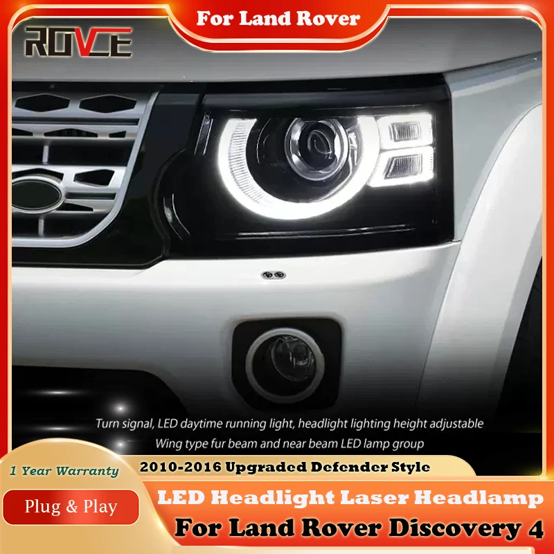 

ROVCE LED Headlights for Discovery 4 2010-2016 Front Headlamp Upgraded Defender Style Turn Signal Light Angel Eye Projector Lens