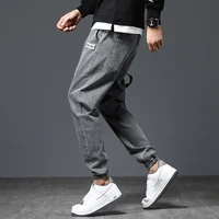 2022 spring mens washed jeans fashion streetwear hip hop cargo pants elastic waist harlan cargo jogger trouser jeans men