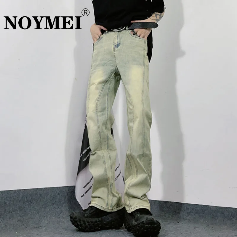 

NOYMEI High Street Vibe Washed American Trendy Micro Flared Jeans Men's Hiphop Slim Loose Straight Pants Fashion Trousers WA1539