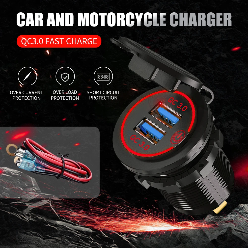 

Автомобильное зарядное устройство с двумя USB-портами, 12 В/24 В