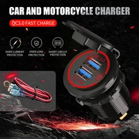 car charger dc12v24v quick car charger dual usb fast charging adapter with dust cover switch for car motorcycle rv yacht ship