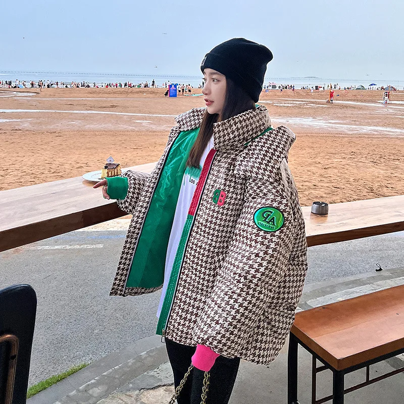 

New Winter Women's Loose Hooded Down Cotton Jacket Casual Versatile Parkas