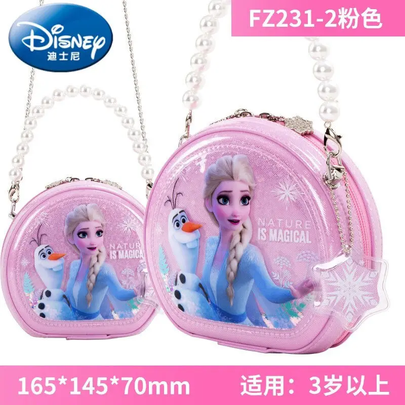Disney Princess Elsa 2022 New Children's Elegant Sweet Fine Flash Zipper Shoulder Handbag Waterproof Large Capacity Casual Bag