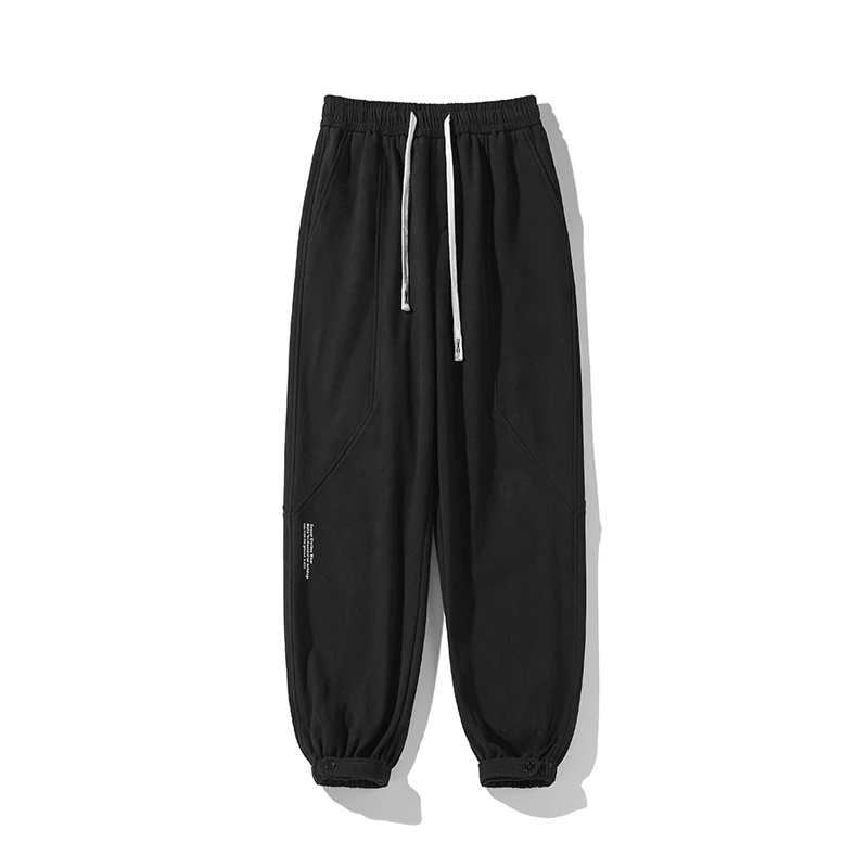 New Classic Trousers Fall Winter Warm Fleece PantsStreetwear Casual Sweatpants Fashion Drawstring Pants Men Ankle-tied Pants 5XL